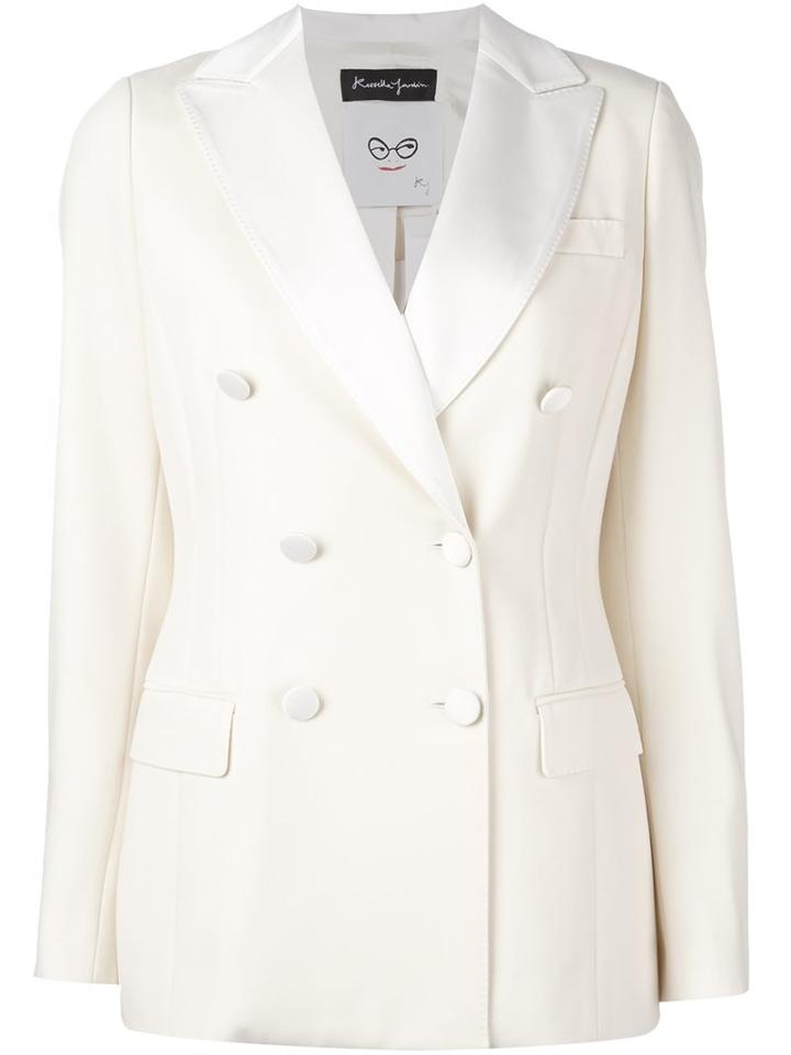 Rossella Jardini Double Breasted Jacket, Women's, Size: 40, White, Acetate/viscose/virgin Wool