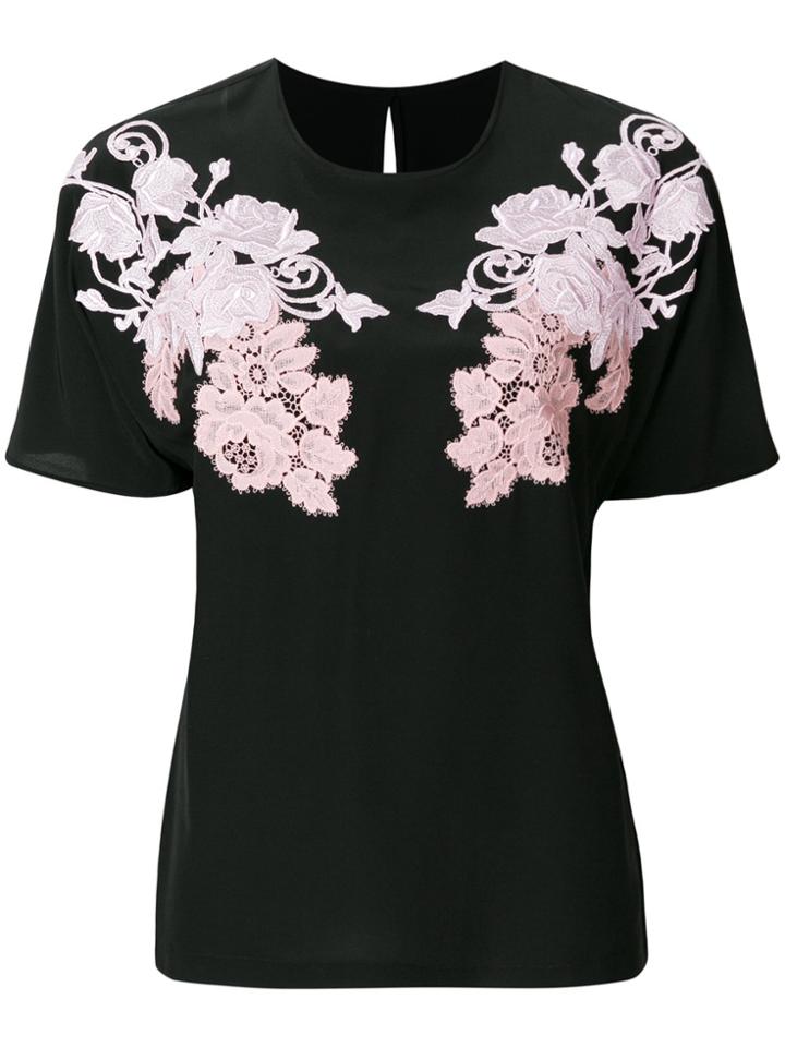 Dolce & Gabbana Floral Appliqué T-shirt - Black