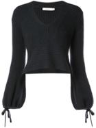 A.l.c. Cropped Ribbed V-neck Sweater - Blue