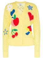 Mira Mikati Appliqué Patch Detail Cotton Cardigan - Yellow