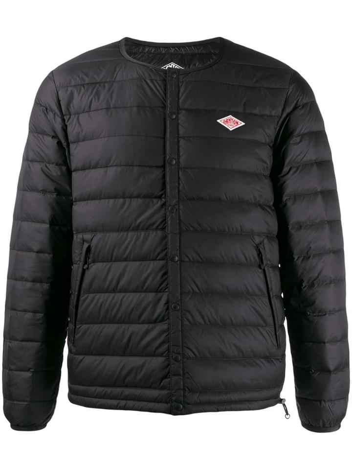 Danton Padded Collarless Logo Jacket - Black