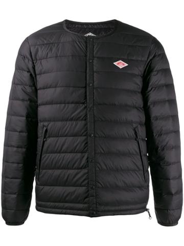 Danton Padded Collarless Logo Jacket - Black