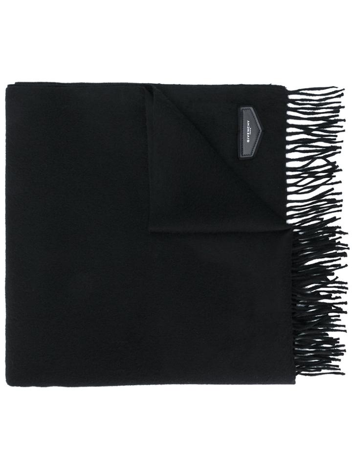 Givenchy Logo Plaque Fringe Scarf - Black
