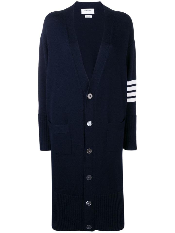 Thom Browne 4-bar Exaggerated V-neck Cardigan - Blue