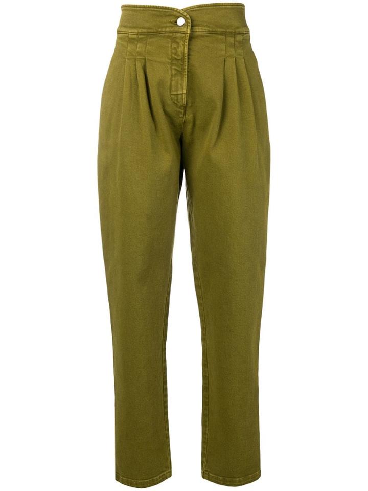 Alberta Ferretti Micro Pleated Waist Jeans - Green