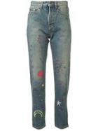 Saint Laurent Embroidered High-rise Jeans - Blue