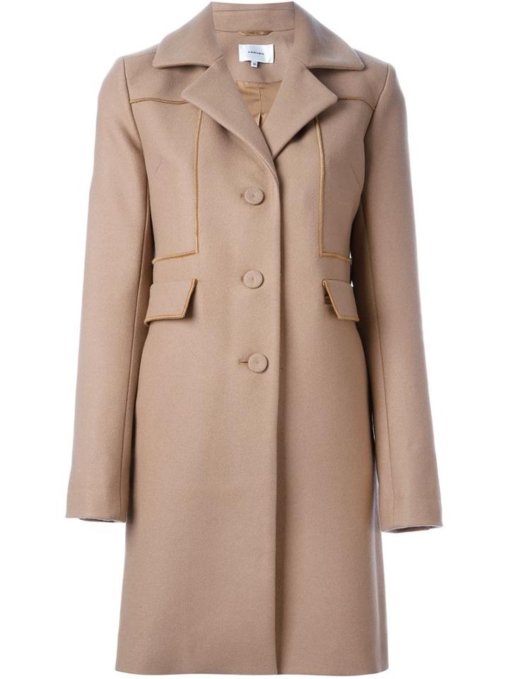 Carven Single Breasted Coat, Women's, Size: 38, Nude/neutrals, Polyamide/acetate/viscose/virgin Wool