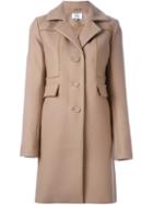Carven Single Breasted Coat, Women's, Size: 38, Nude/neutrals, Polyamide/acetate/viscose/virgin Wool