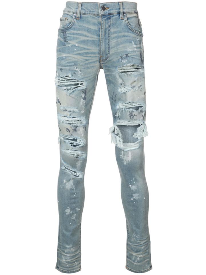 Amiri Super Distressed Skinny Jeans - Blue