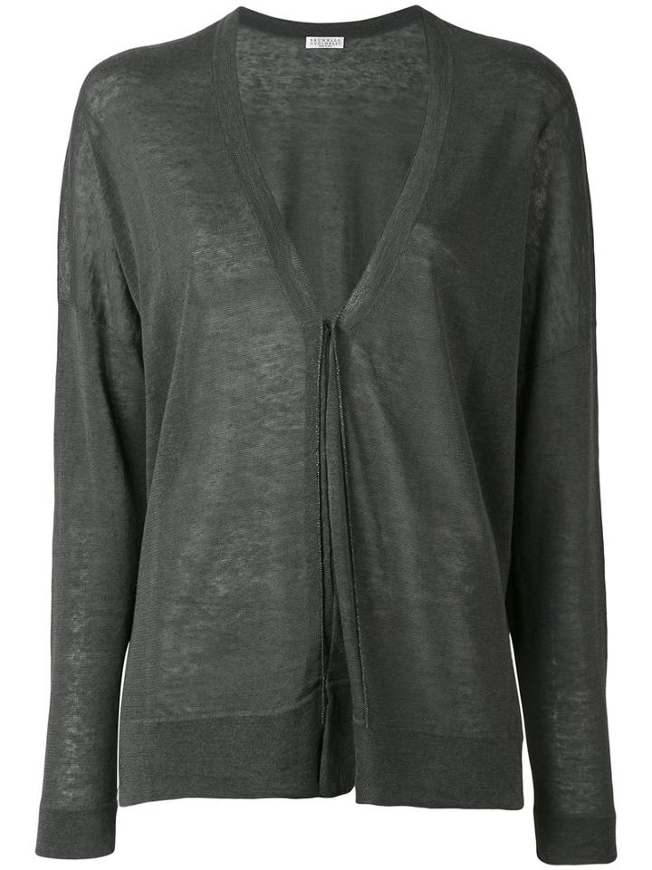Brunello Cucinelli - Longsleeve Cardigan - Women - Linen/flax/polyamide - M, Green, Linen/flax/polyamide