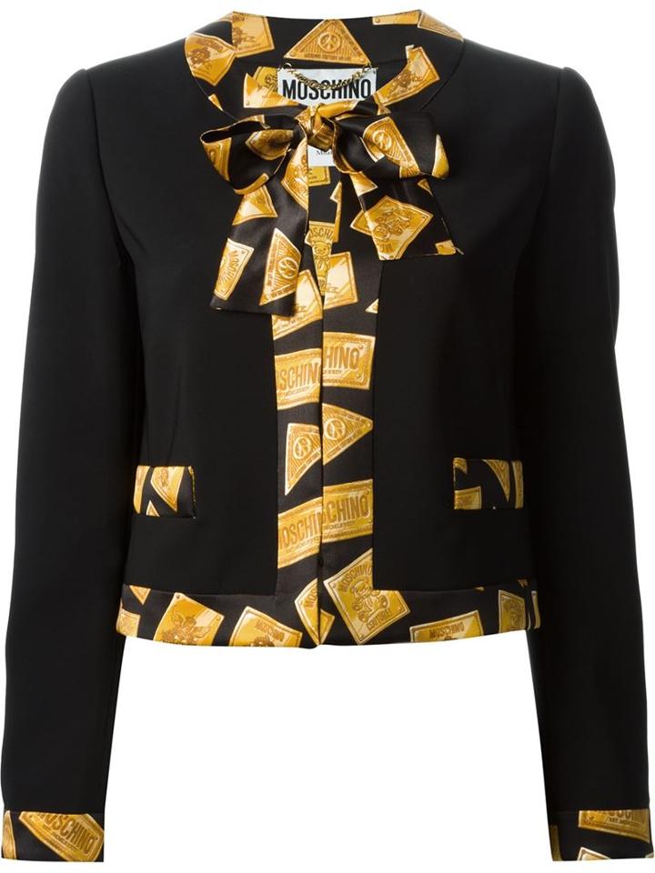 Moschino Gold Bar Print Trim Jacket