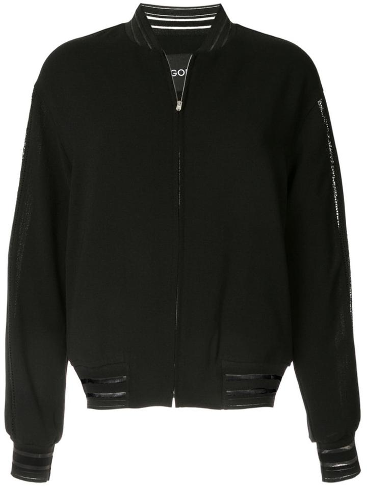 Goen.j Lace-trimmed Bomber Jacket - Black