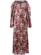 Y / Project Floral Drawstring Neck Maxi Dress - Pink & Purple