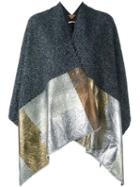 Ermanno Gallamini Metallic Poncho, Women's, Grey, Wool