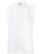 Kobi Halperin Lace Embellished Sleeveless Shirt, Size: Large, White, Silk