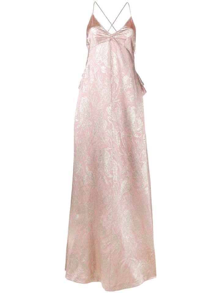 Rochas Brocade Silk Evening Dress - Pink & Purple