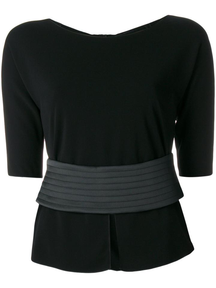 Armani Collezioni - Stitched Belt Jumper - Women - Polyamide/viscose - 44, Black, Polyamide/viscose