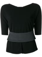 Armani Collezioni - Stitched Belt Jumper - Women - Polyamide/viscose - 44, Black, Polyamide/viscose