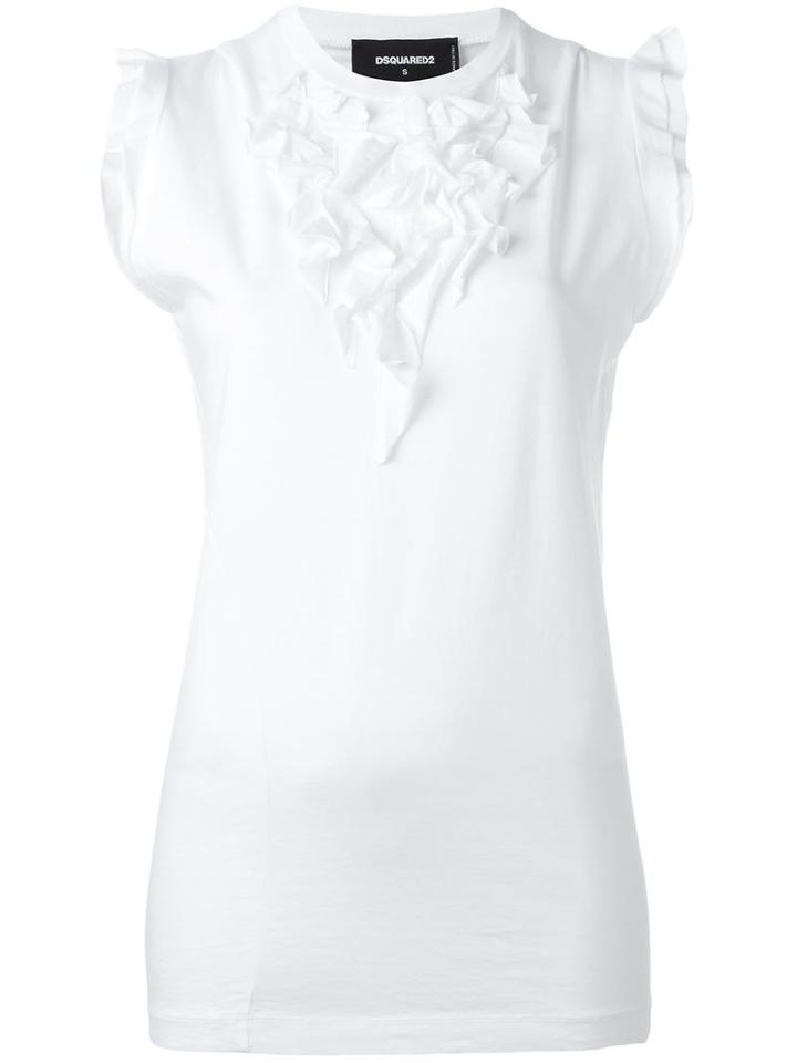 Dsquared2 Ruffled Neck Blouse, Women's, Size: Small, White, Cotton