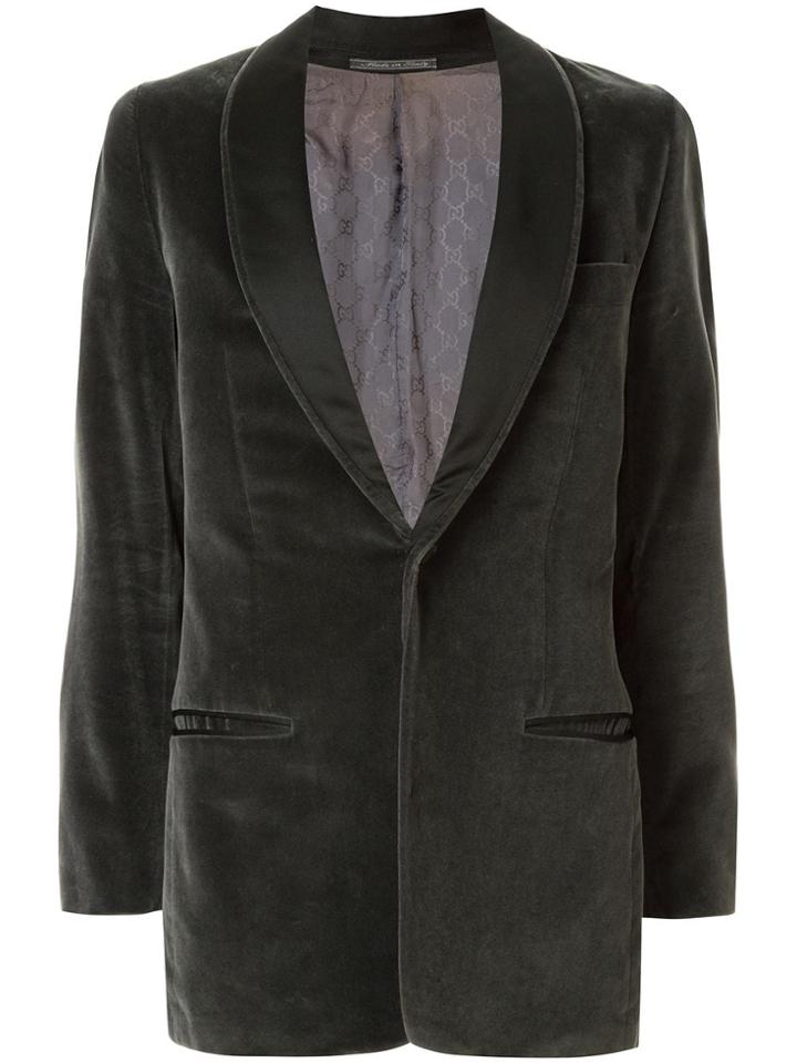 Gucci Pre-owned Textured Shawl Lapel Jacket - Green