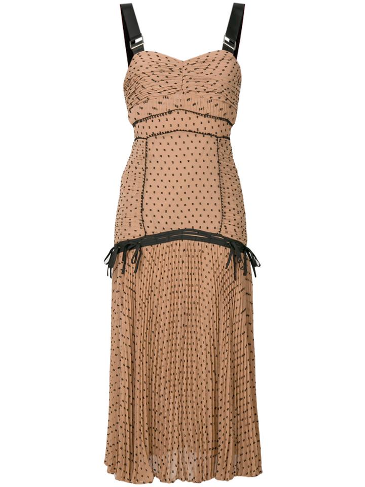 Self-portrait Polka Dot Dress - Brown