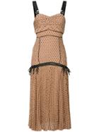 Self-portrait Polka Dot Dress - Brown