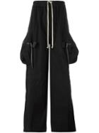 Rick Owens Wide-leg Cargo Trousers, Men's, Size: 50, Black, Calf Leather/cotton