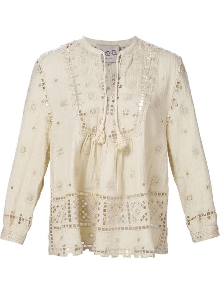 Sea Cut-out Peasant Blouse