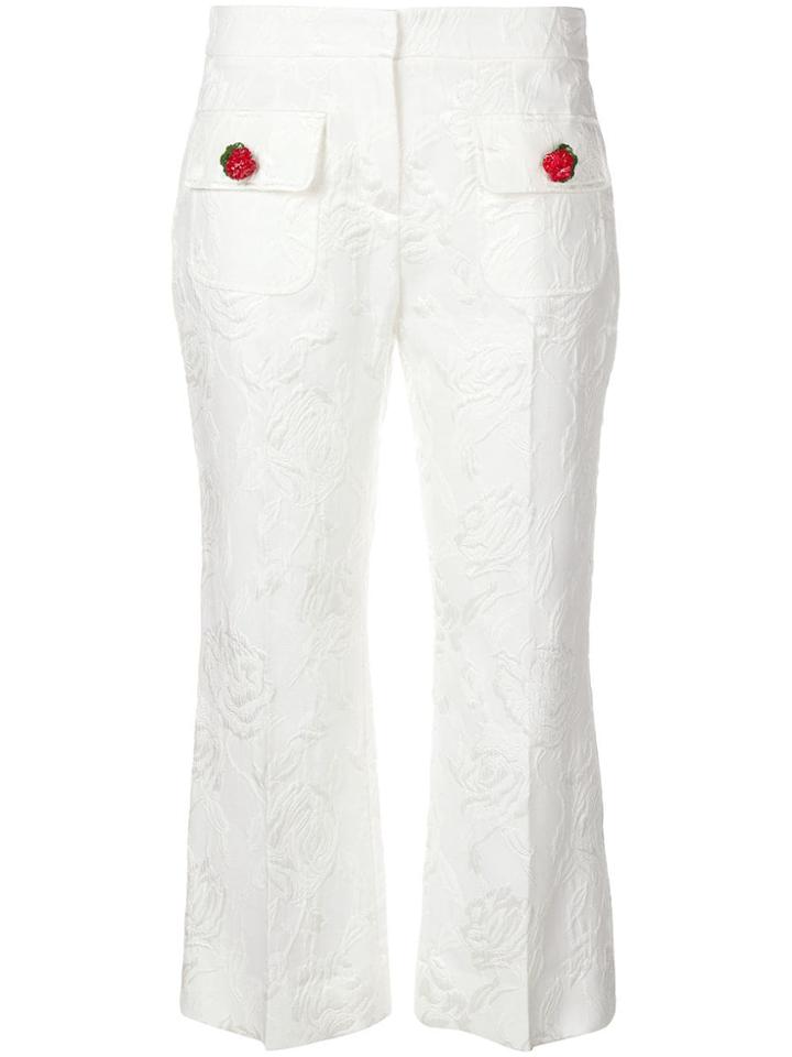Dolce & Gabbana Embroidered Floral Cropped Trousers - White