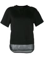 Moncler - Short Sleeve Sheer Layer Top - Women - Cotton - S, Black, Cotton
