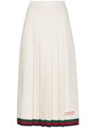 Gucci Pleated Linen And Silk Midi Skirt - Nude & Neutrals