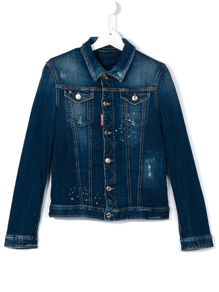 Dsquared2 Kids Distressed Denim Jacket, Boy's, Size: 14 Yrs, Blue