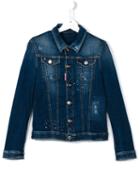 Dsquared2 Kids Distressed Denim Jacket, Boy's, Size: 14 Yrs, Blue