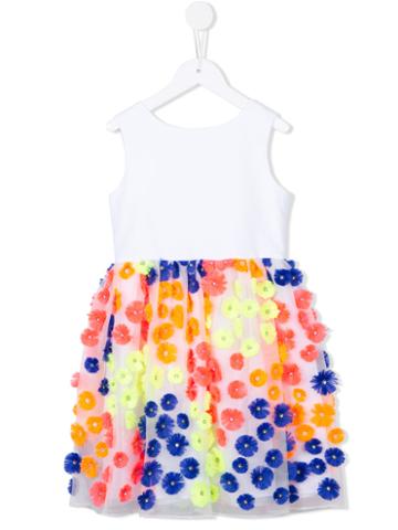 Charabia Flower Apploqué Dress, Size: 6 Yrs, White