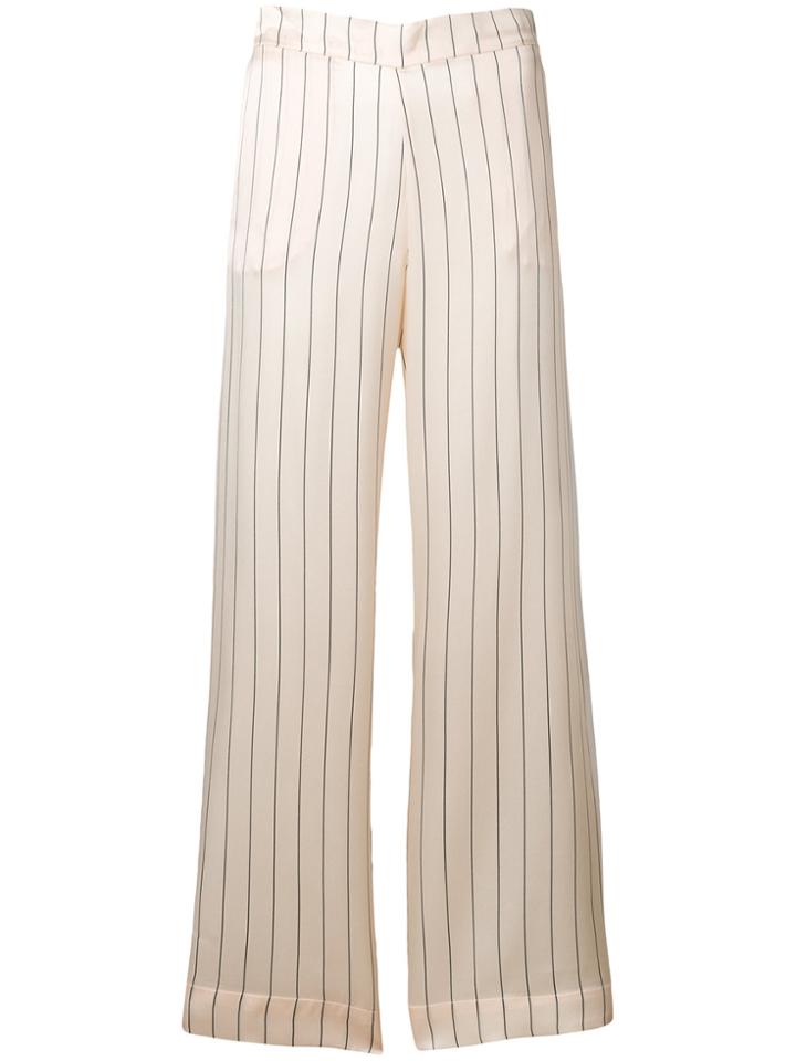 Asceno Pinstripe Pyjama Bottoms - Nude & Neutrals