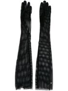 Mm6 Maison Margiela Long Mesh Gloves, Women's, Size: Medium, Black, Polyamide/spandex/elastane