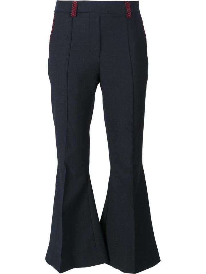 Ellery Cropped Flared Trousers, Women's, Size: 2, Blue, Cotton/polyester/spandex/elastane/virgin Wool