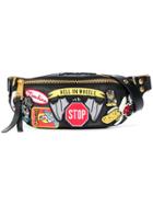 Moschino Embroidered Patch Hip Bag - Black