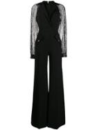 Elisabetta Franchi Sheer Sleeve Jumpsuit - Black