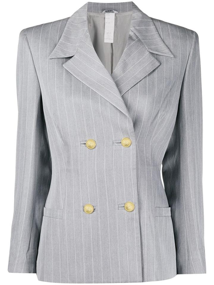 Versace Pre-owned 1980's Pinstriped Blazer - Grey