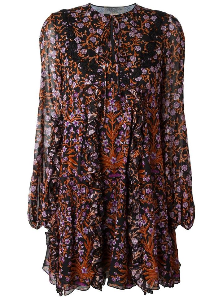 Giambattista Valli Floral Print Tunic Dress, Women's, Size: 42, Black, Silk