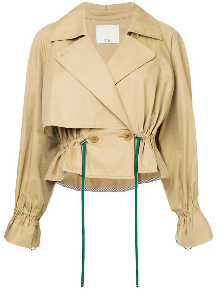 Tibi Cropped Trench Coat - Brown