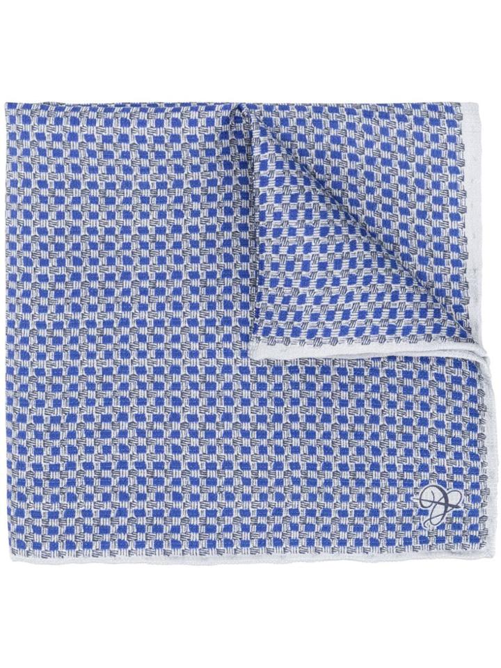 Canali Checked Pocket Square Scarf - Blue