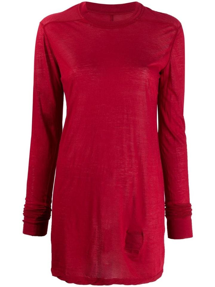 Rick Owens Drkshdw Long Sleeved Cotton T-shirt - Red