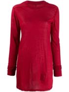 Rick Owens Drkshdw Long Sleeved Cotton T-shirt - Red