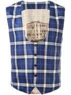 Al Duca D'aosta 1902 Checked Waistcoat, Men's, Size: 50, Blue, Virgin Wool