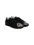 Young Versace Teen Metallic Toe Cap Sneakers - Black