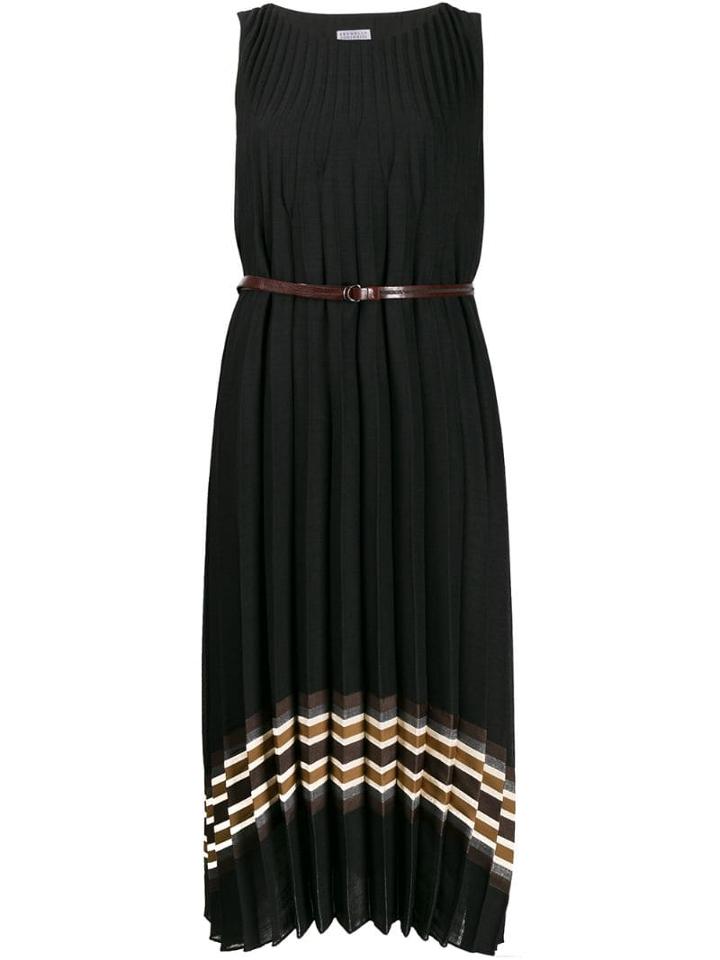 Brunello Cucinelli Pleated Midi Dress - Black