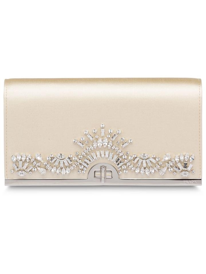 Prada Embellished Satin Clutch - White