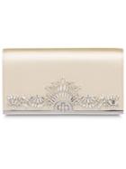Prada Embellished Satin Clutch - White